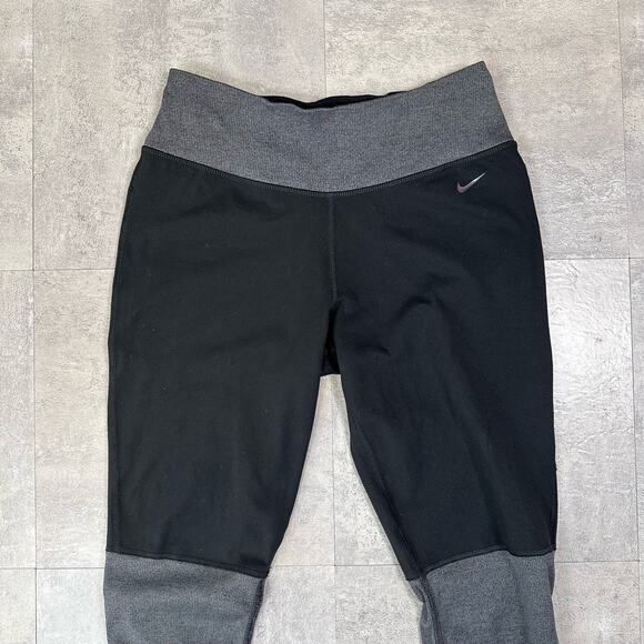Nike Black Grey Dri Fit Legendary Ribbed Training Legging Womens Medium Mid Rise - Picture 7 of 13
